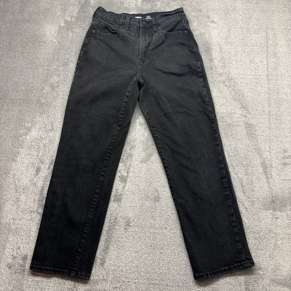 Old Navy Straight Jeans Women 4 Black Excellent Sky-Hi Extra High Rise